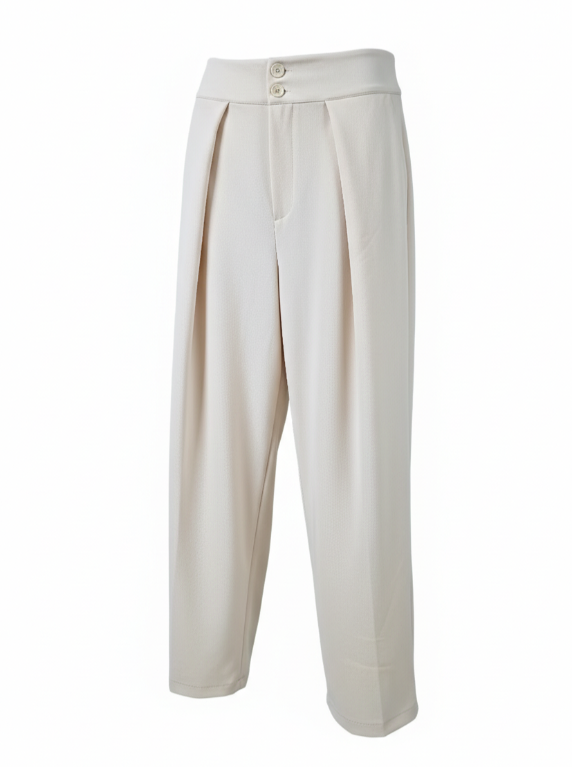 Pantalone Altea a gamba ampia con pinces – Burro donna