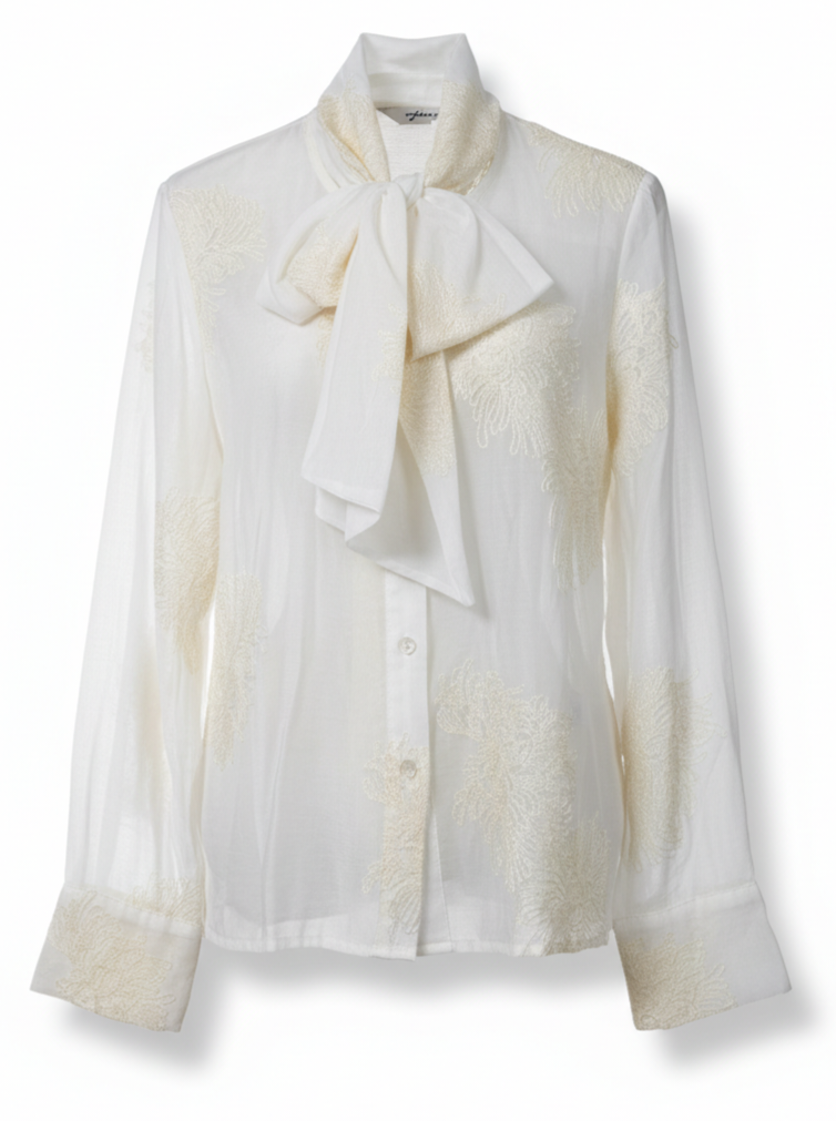 Camicia Livia con fiocco – Bianco donna