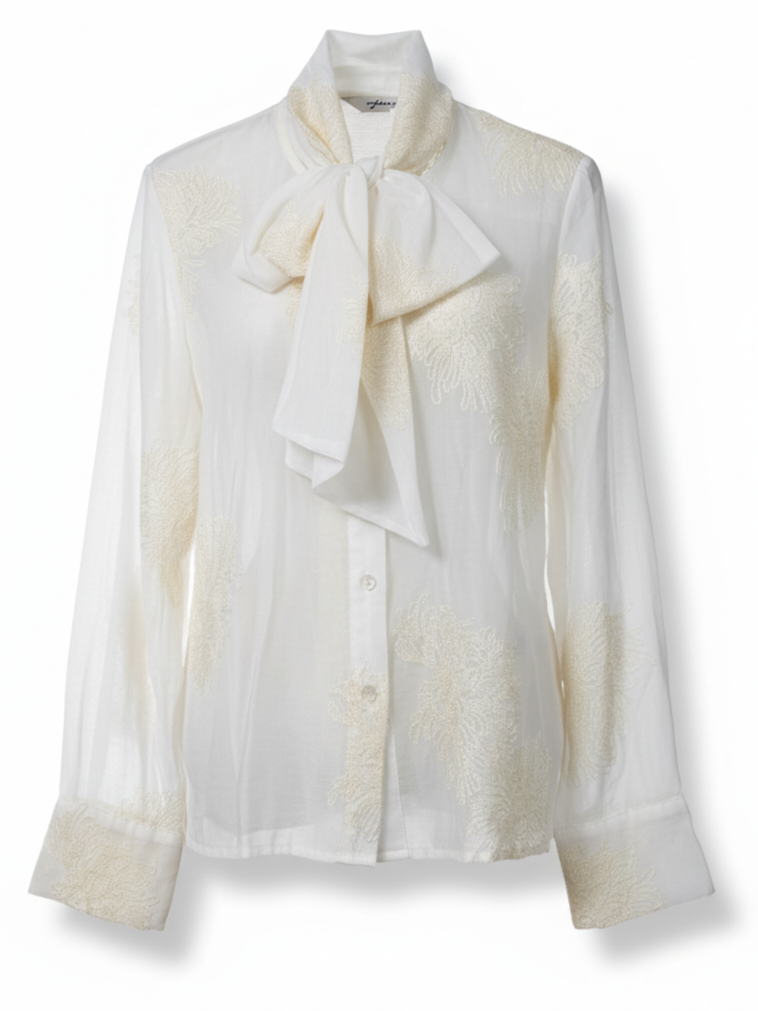 Camicia Livia con fiocco – Bianco donna