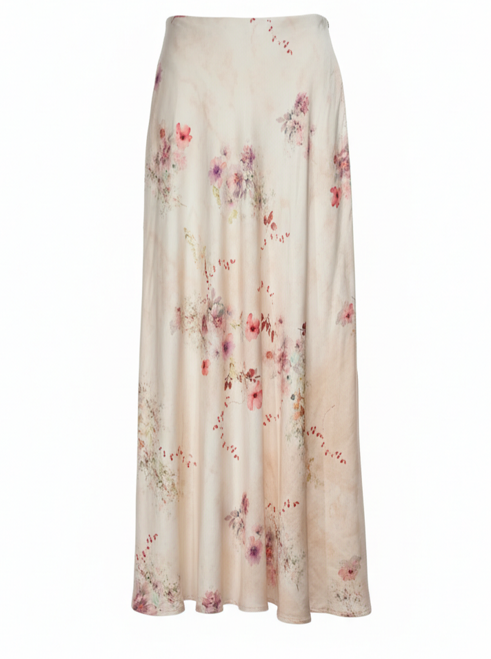 Gonna Aura lunga fantasia floreale – Beige donna