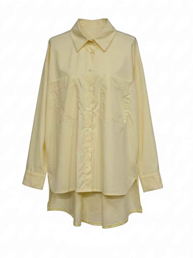 Camicia Victoria over con doppia tasca – Giallo donna