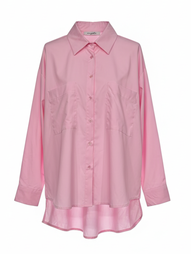 Camicia Victoria over con doppia tasca – Rosa donna