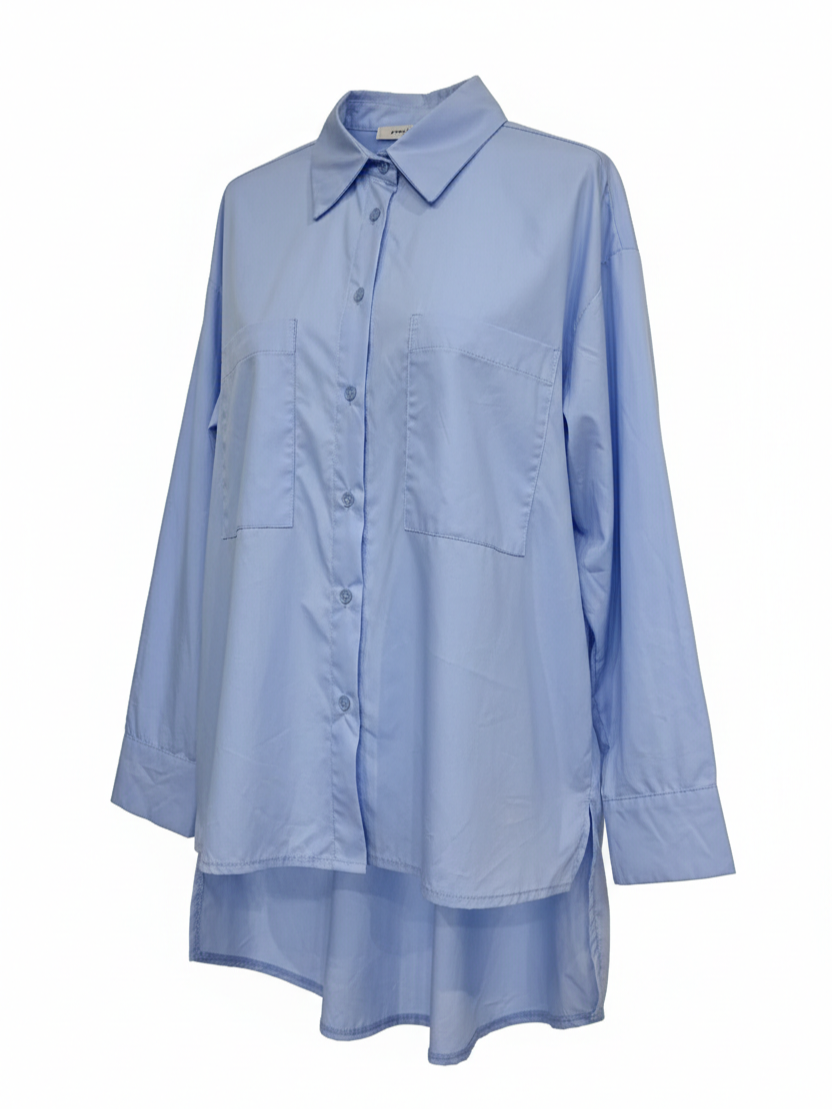 Camicia Victoria over con doppia tasca – Azzurro cielo donna