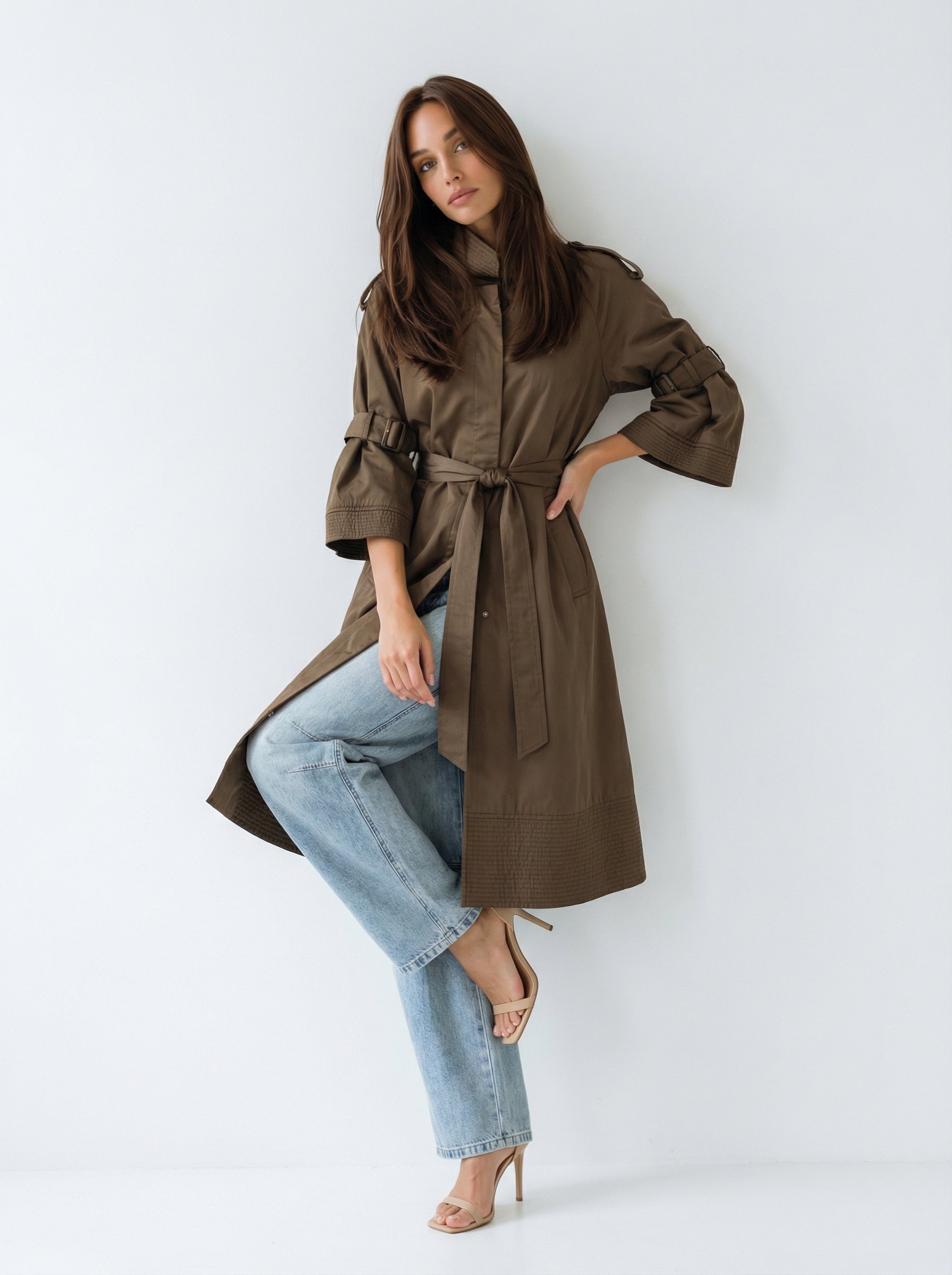 Trench Victoria con cintura e manica regolabile – Marrone donna