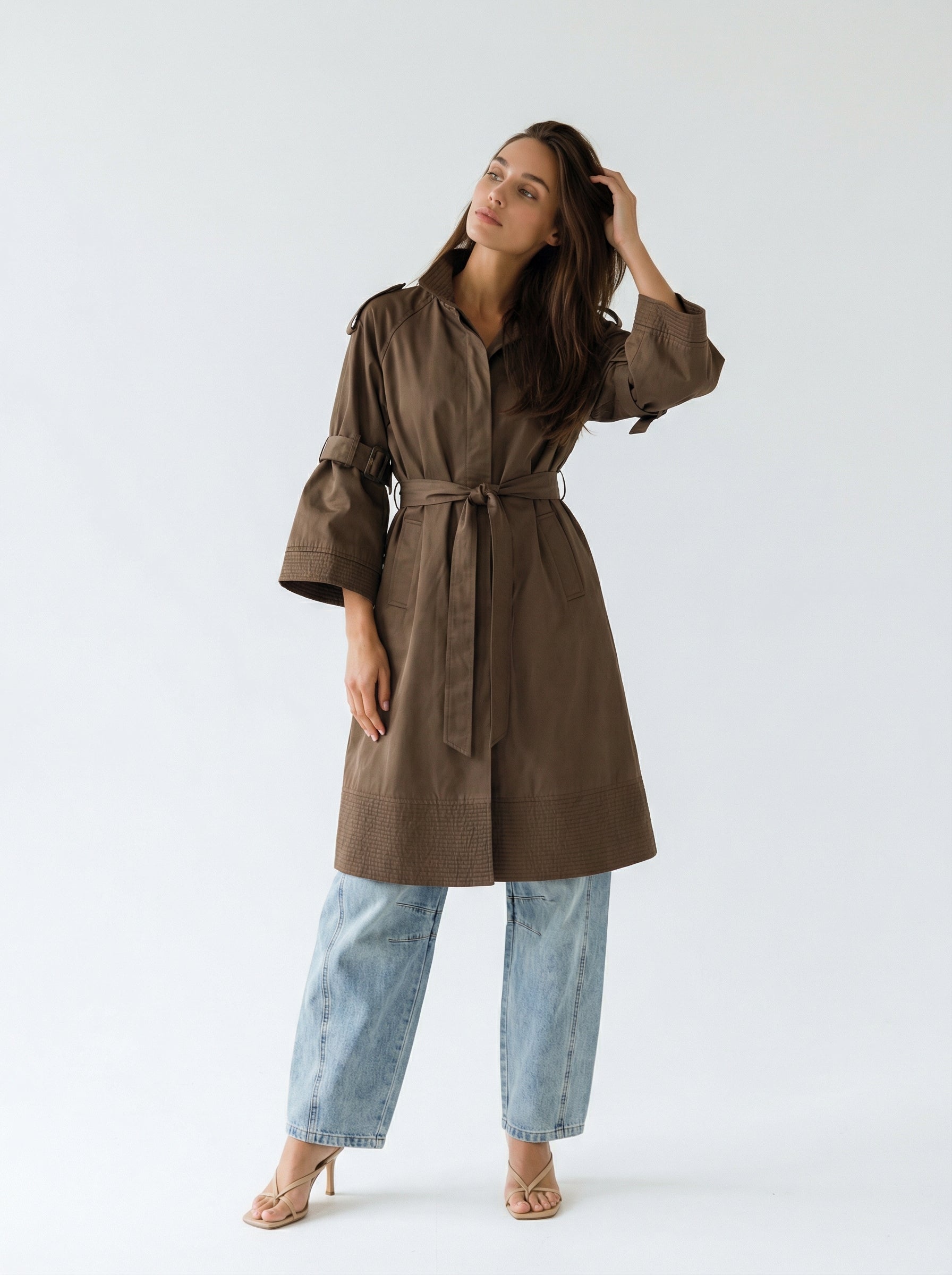 Trench Victoria con cintura e manica regolabile – Marrone donna