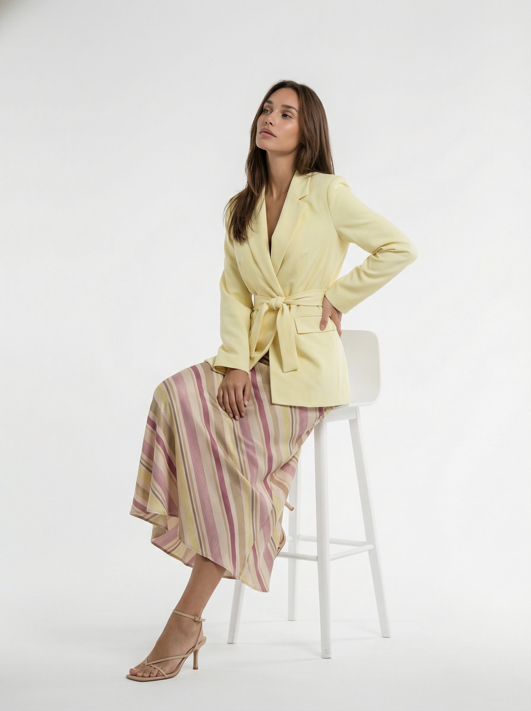 Blazer Iris con cintura in vita – Giallo pastello donna