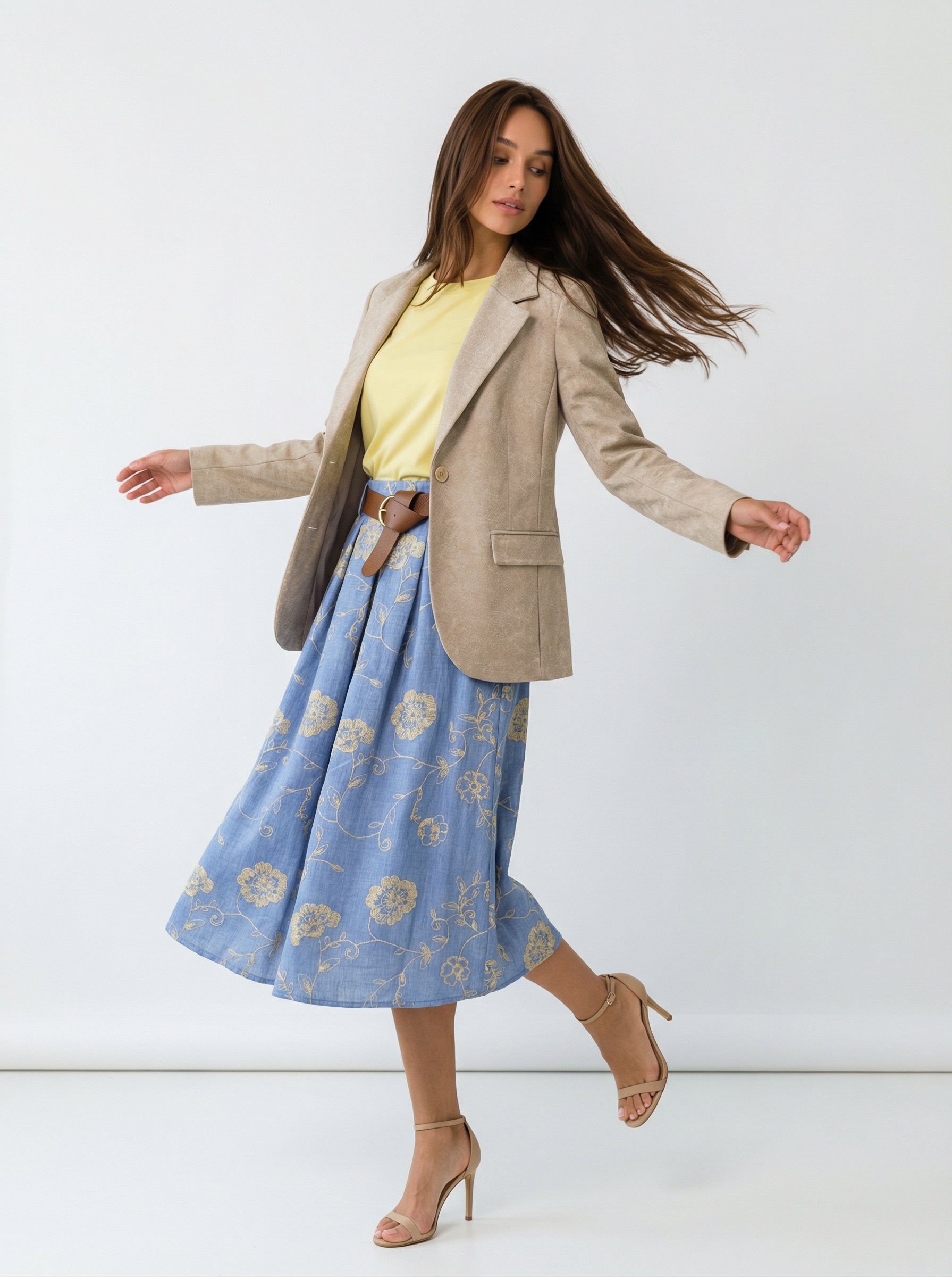 Giacca Vittoria monopetto effetto pelle – Beige donna