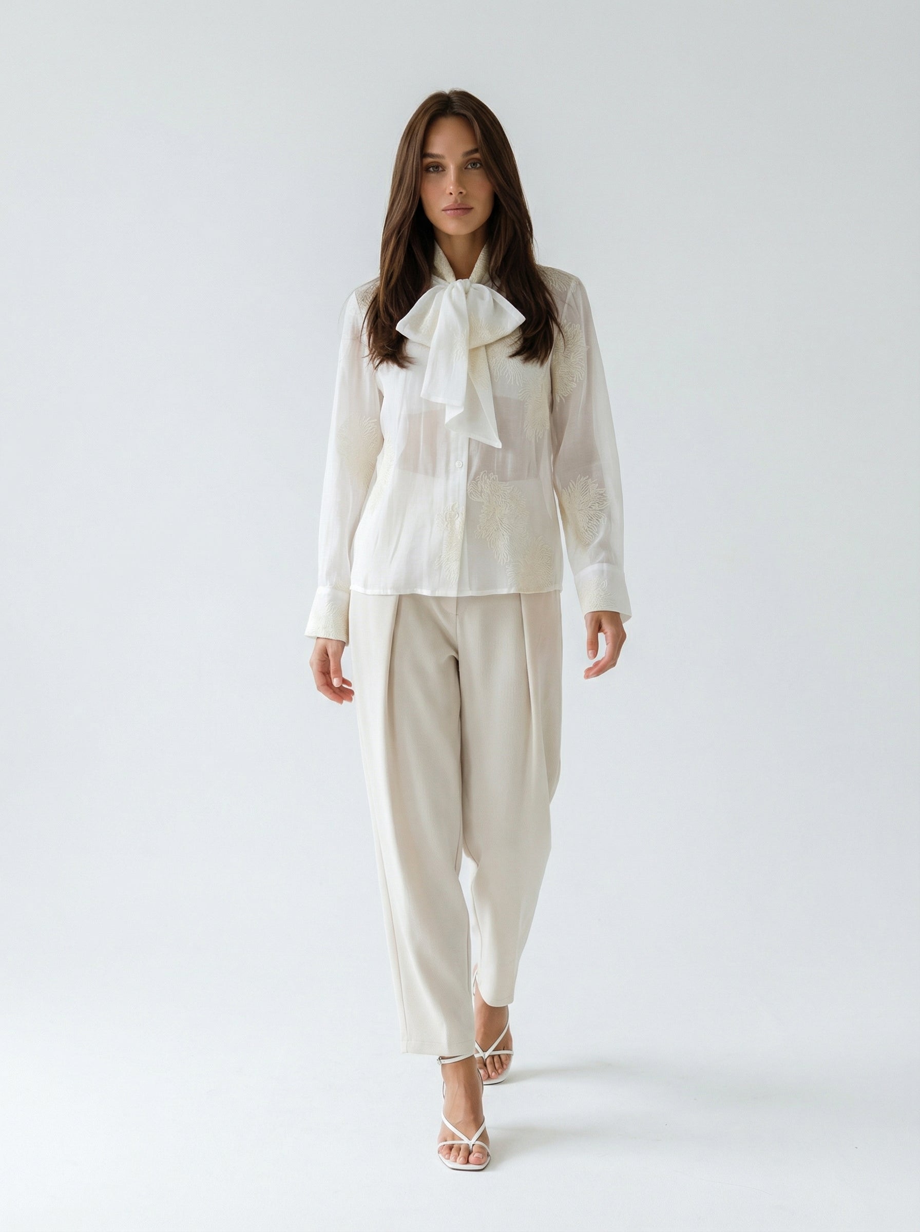 Camicia Livia con fiocco – Bianco donna