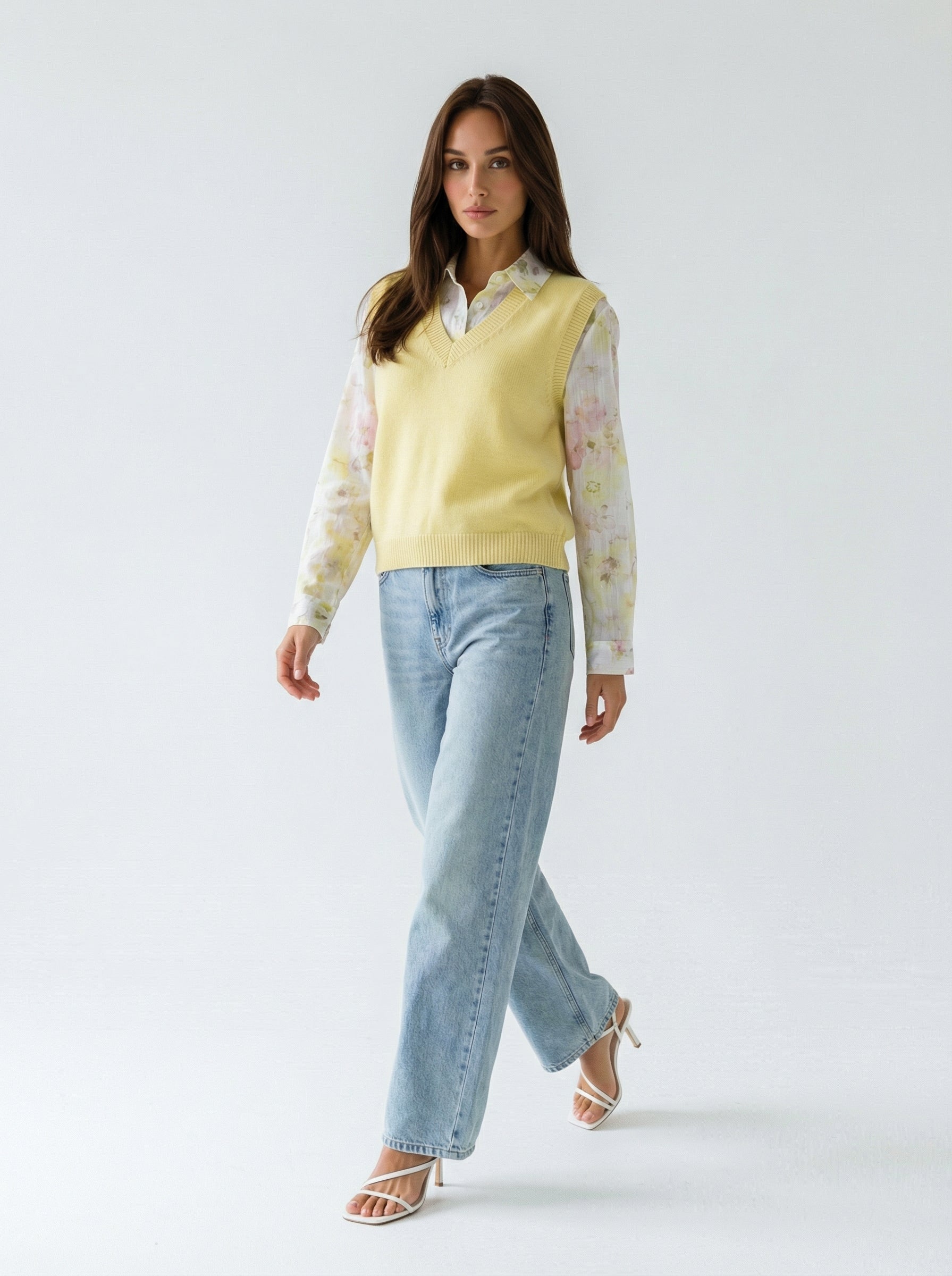 Camicia Jasmine fantasia floreale – giallo pastello donna