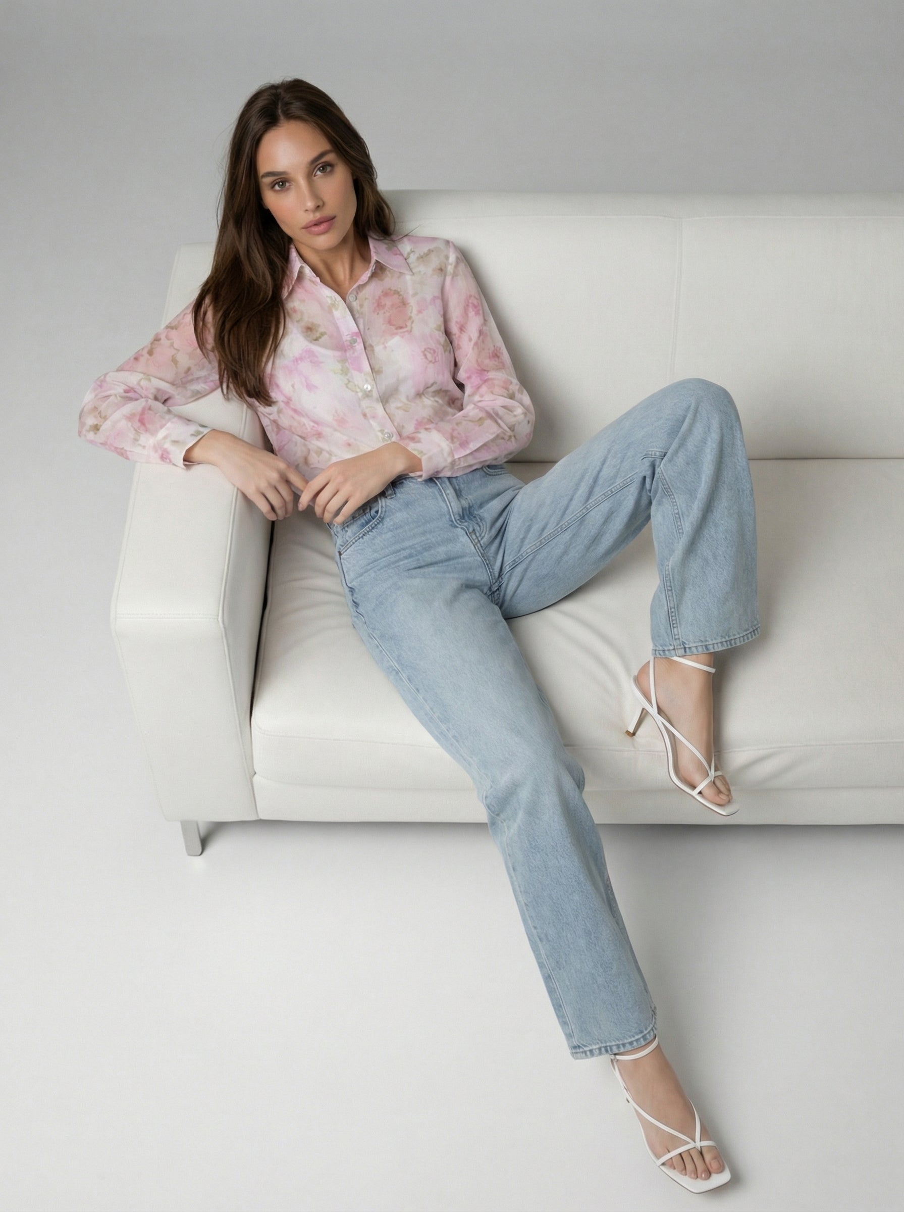 Camicia Jasmine fantasia floreale – Rosa chiaro donna