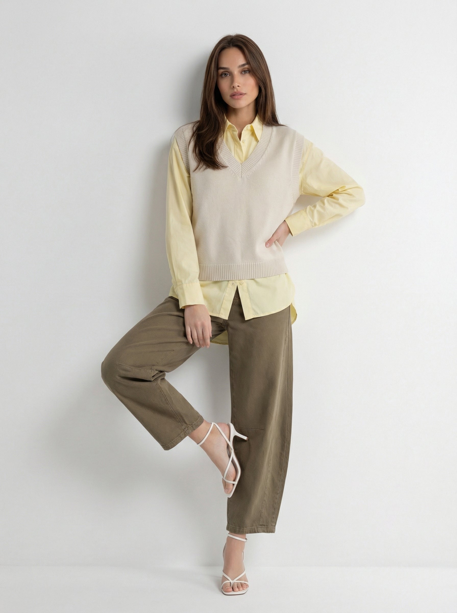 Gilet Olivia scollo a V – Burro donna