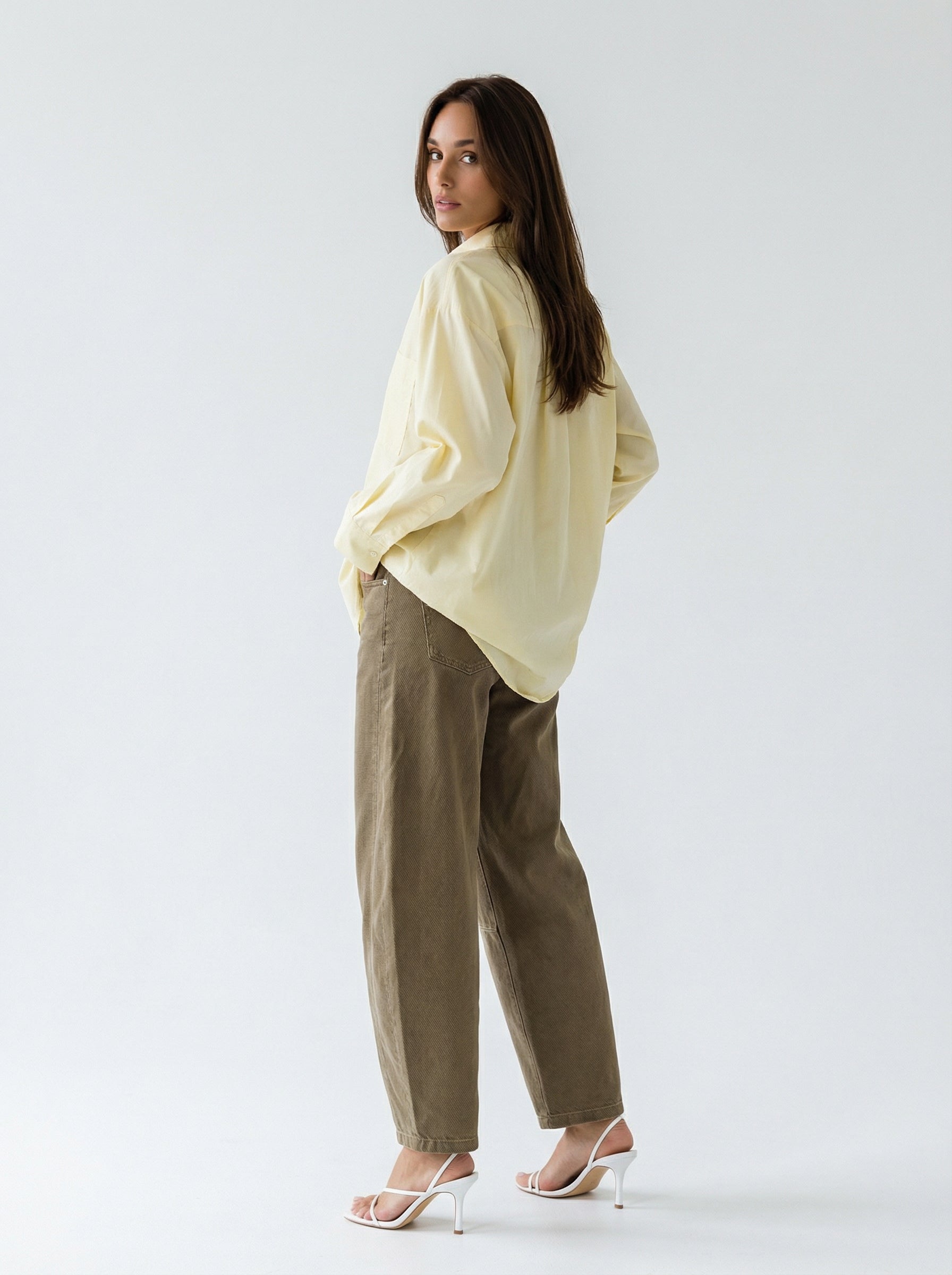 Camicia Victoria over con doppia tasca – Giallo donna