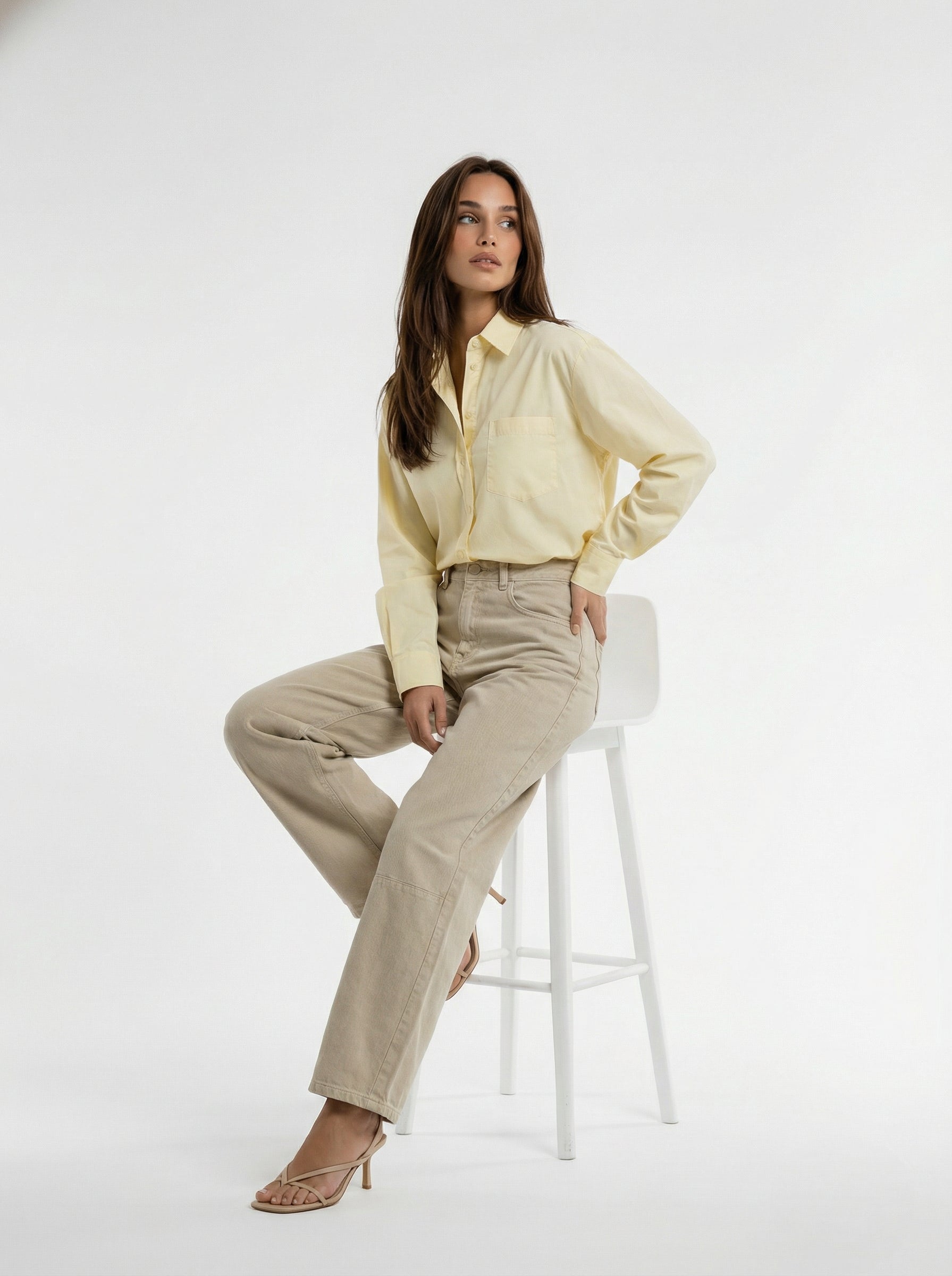 Camicia Emily over con tasca – Giallo donna