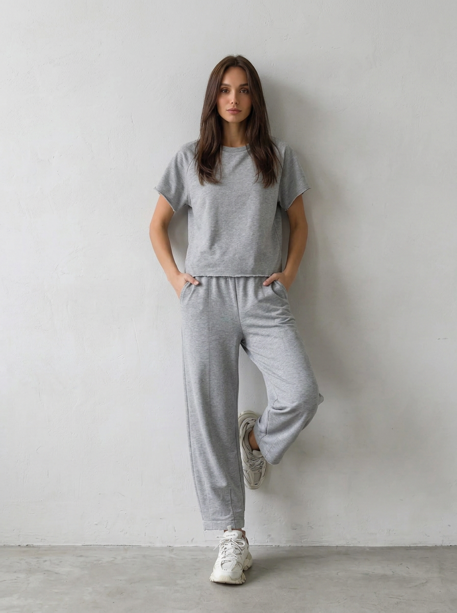 Pantalone Cairo baggy in cotone - grigio chiaro donna