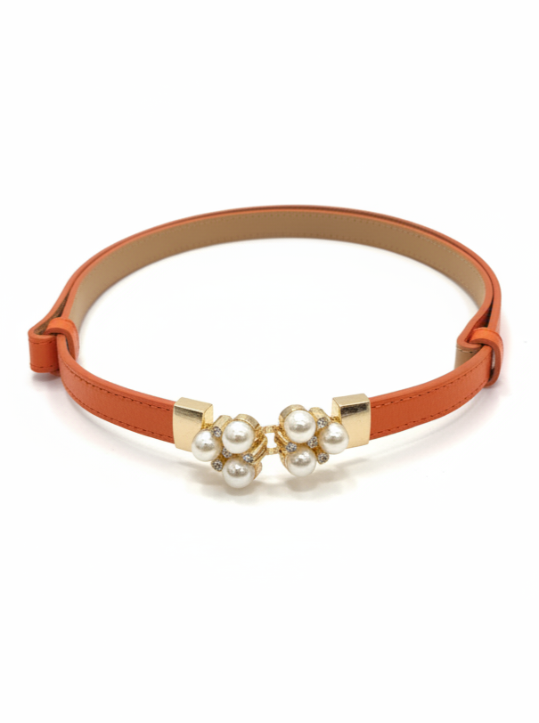 Cintura Perla in vera pelle con fibbia gioiello donna