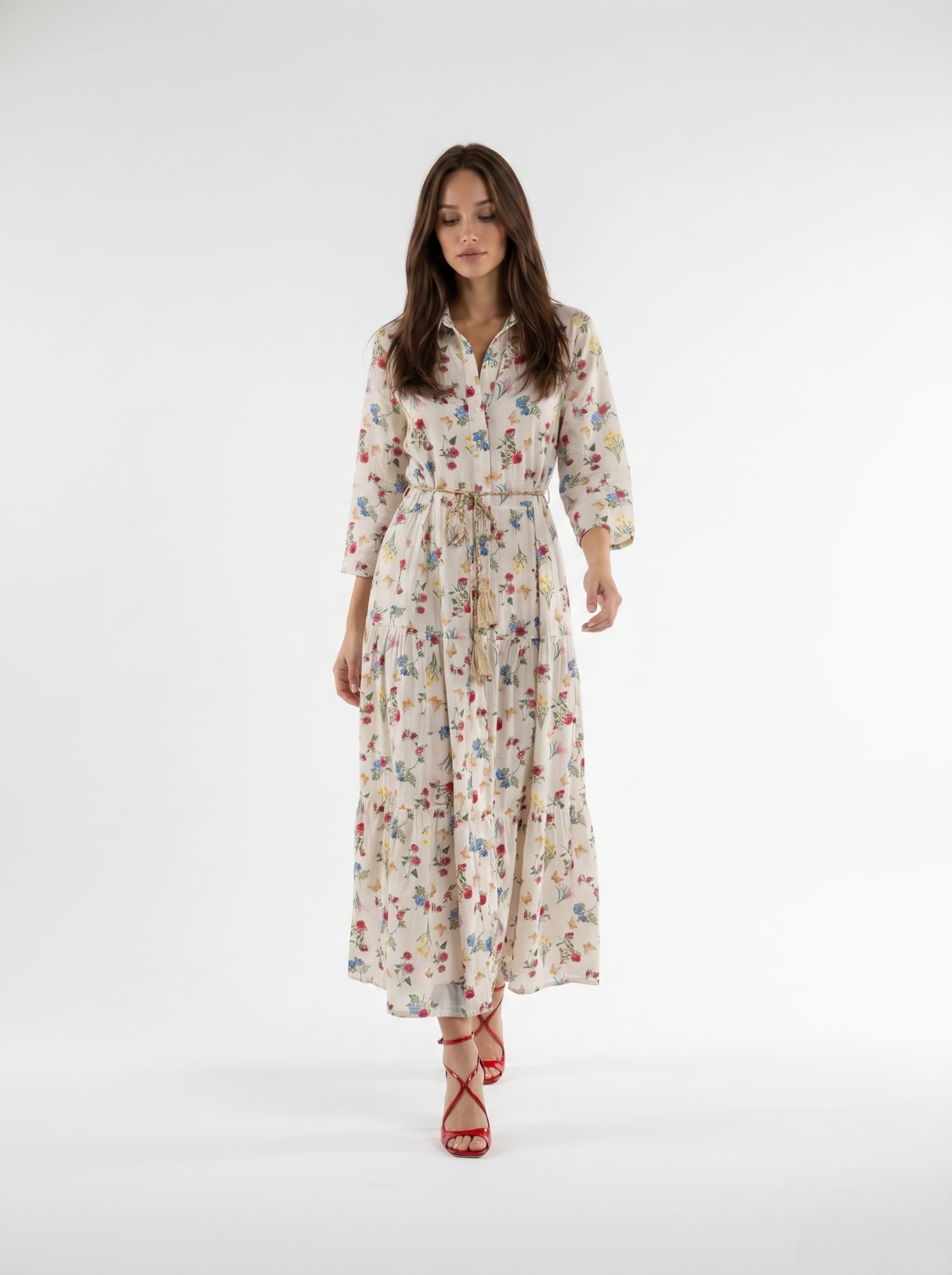 Abito Florelle chemisier in mussola - Burro Fiori multicolor donna