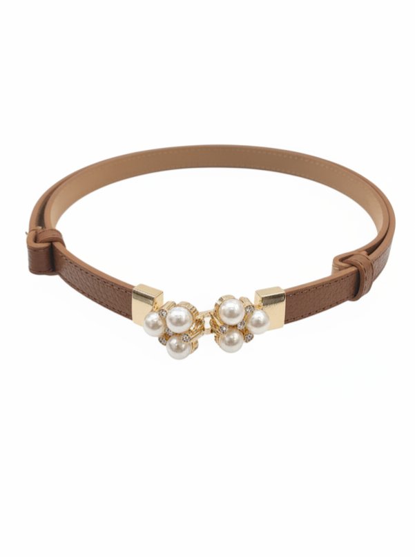 Cintura Perla in vera pelle con fibbia gioiello donna