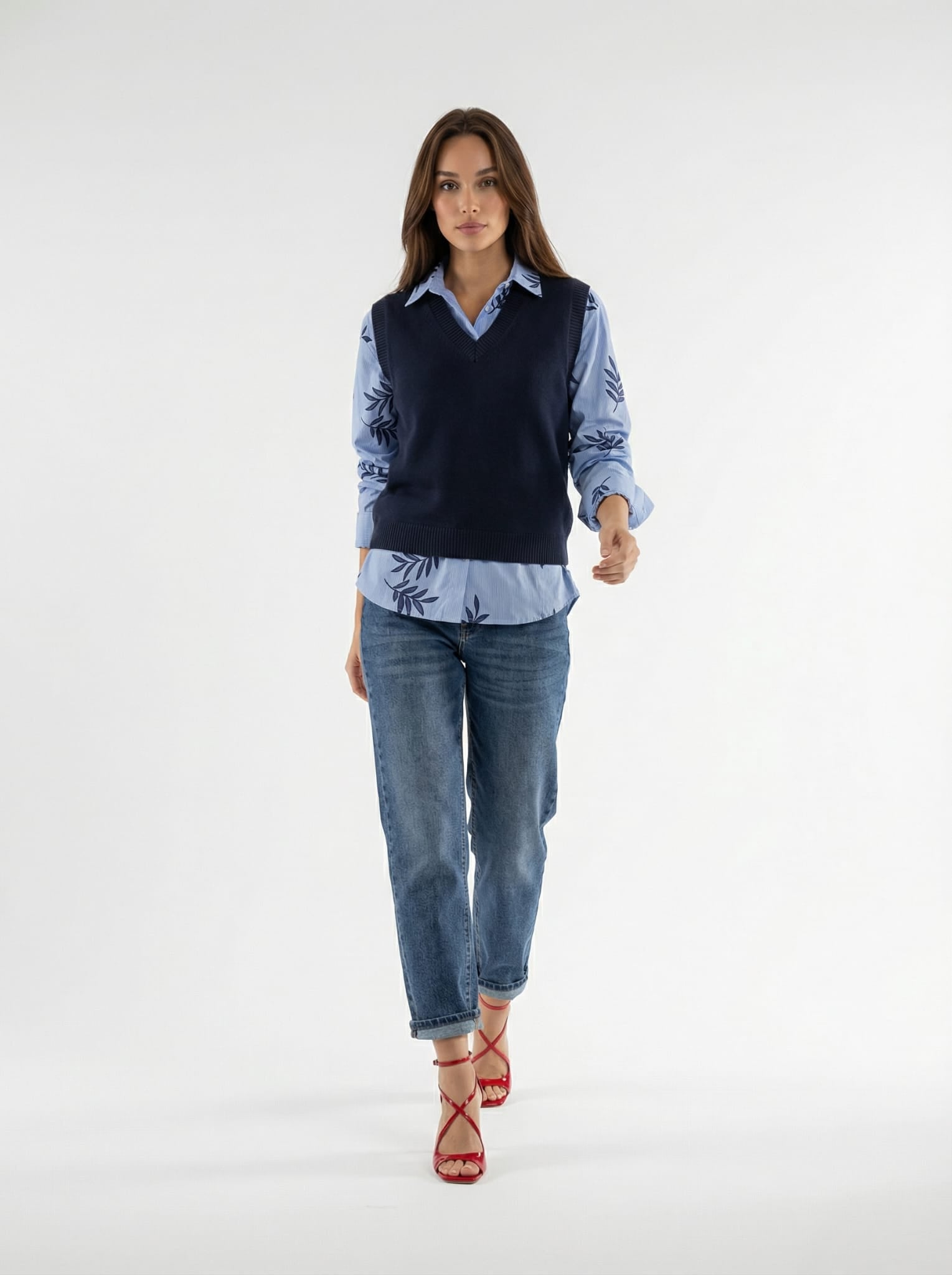 Gilet Olivia scollo a V – Blu donna