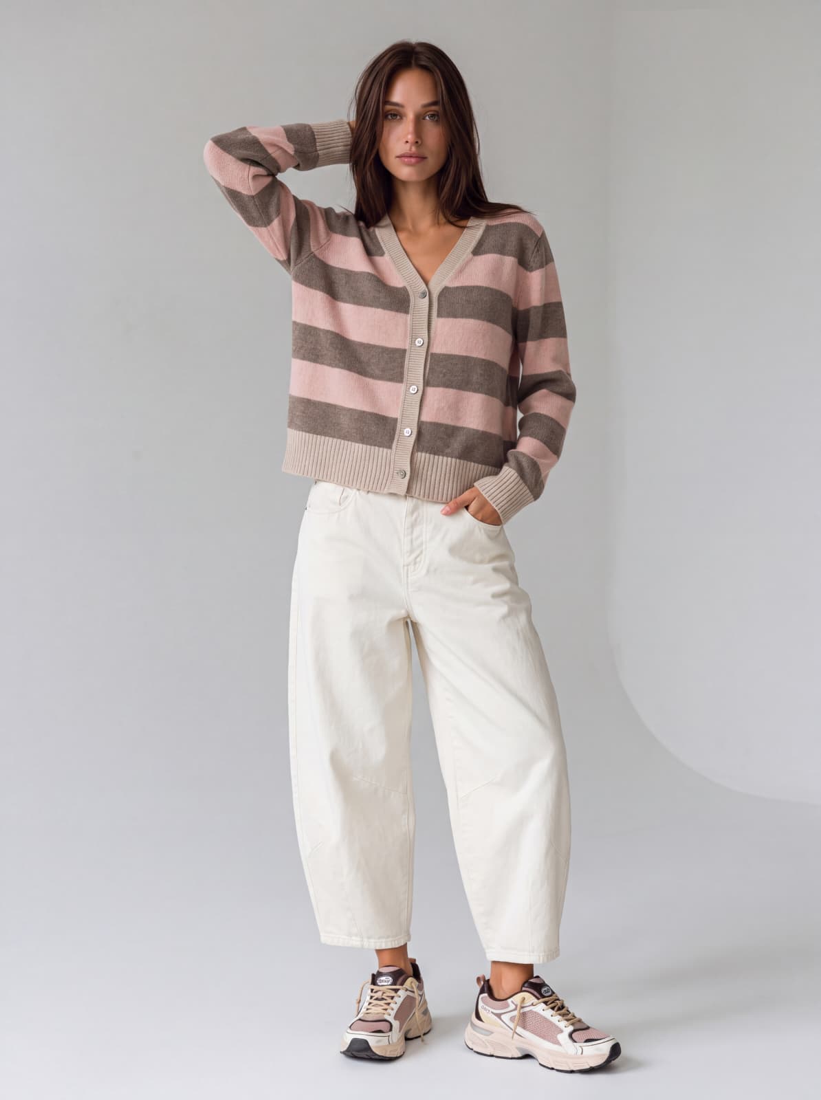 Cardigan Evelisse – Rosa/Beige Cardigan donna