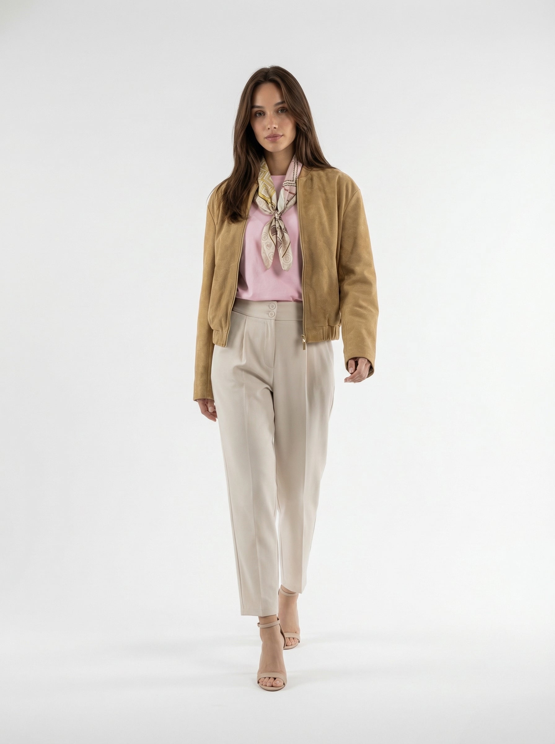 Bomber Iris in ecopelle – Beige sabbia donna