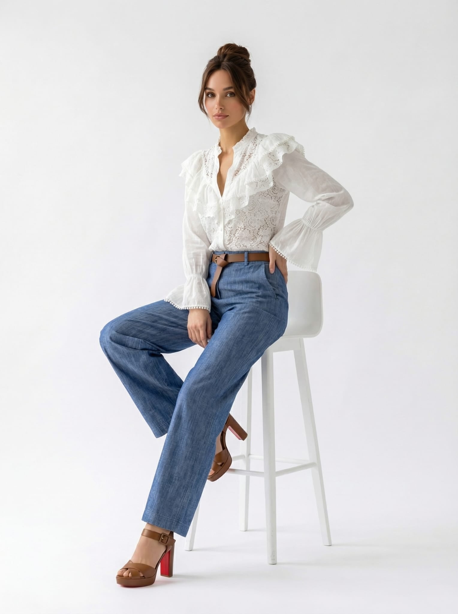 Camicia Arelia- Bianco pizzo donna