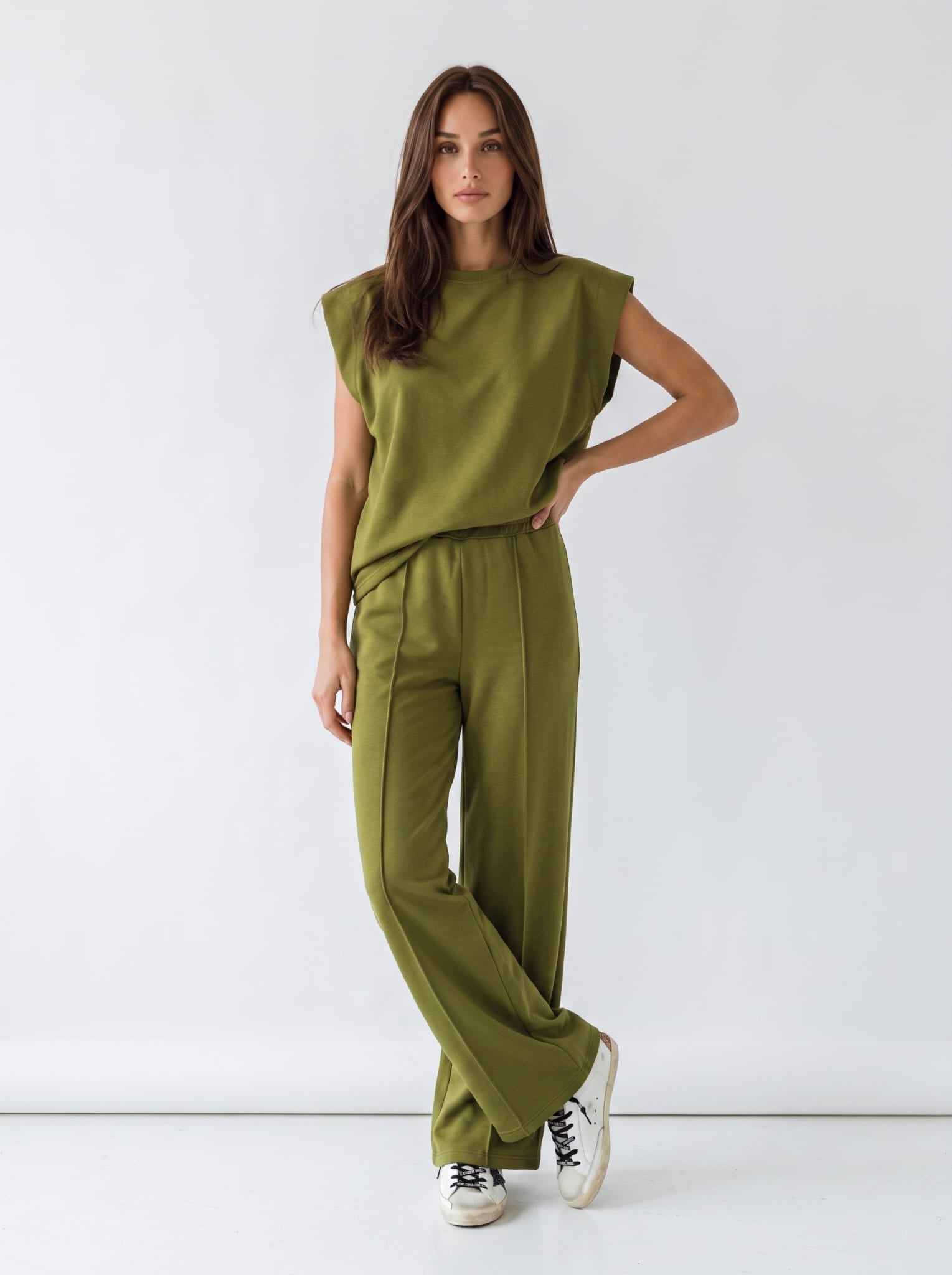 Pantalone Kaia - Verde olio Coordinato donna