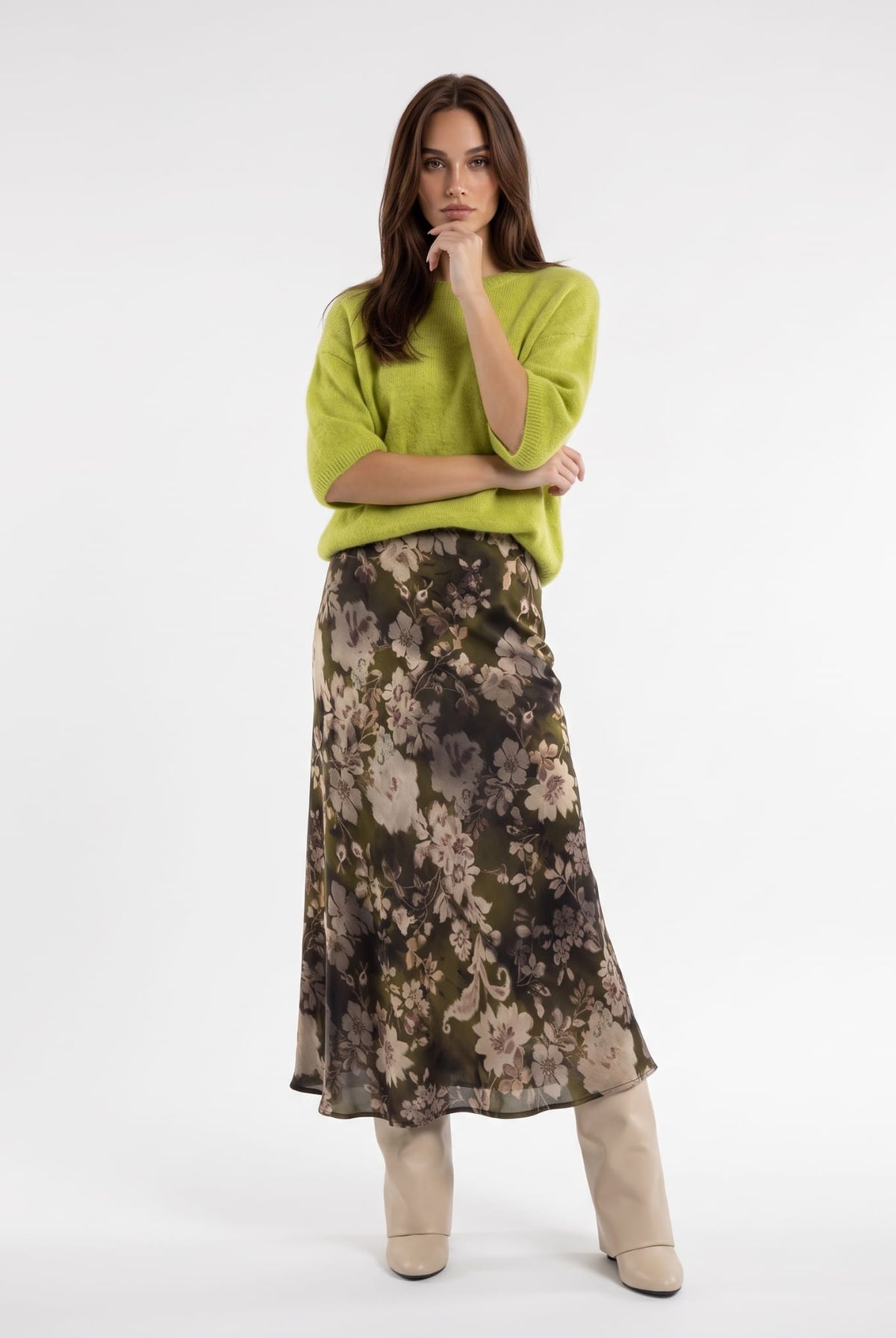 Gonna Vianne – Fantasia Verde Oliva Gonna donna