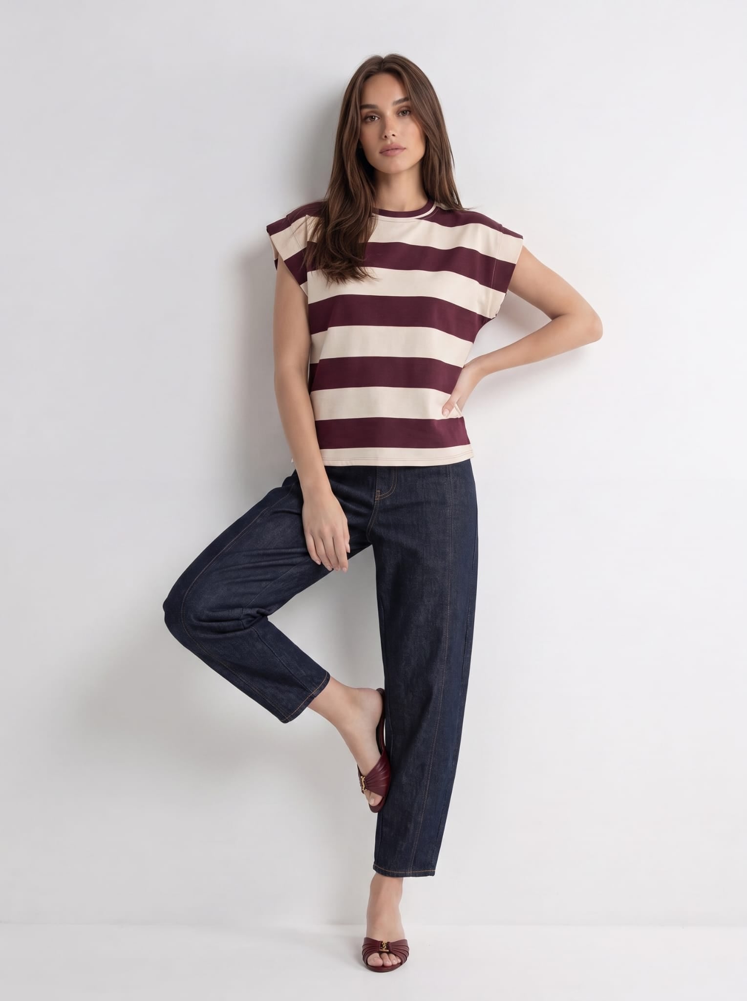 T-Shirt Zaira - Bordeaux rigata T-Shirt donna