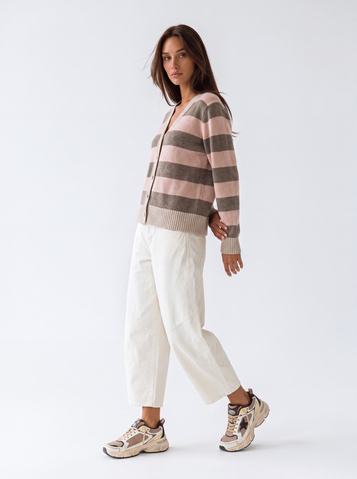 Cardigan Evelisse – Rosa/Beige Cardigan donna