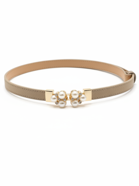 Cintura Perla in vera pelle con fibbia gioiello donna