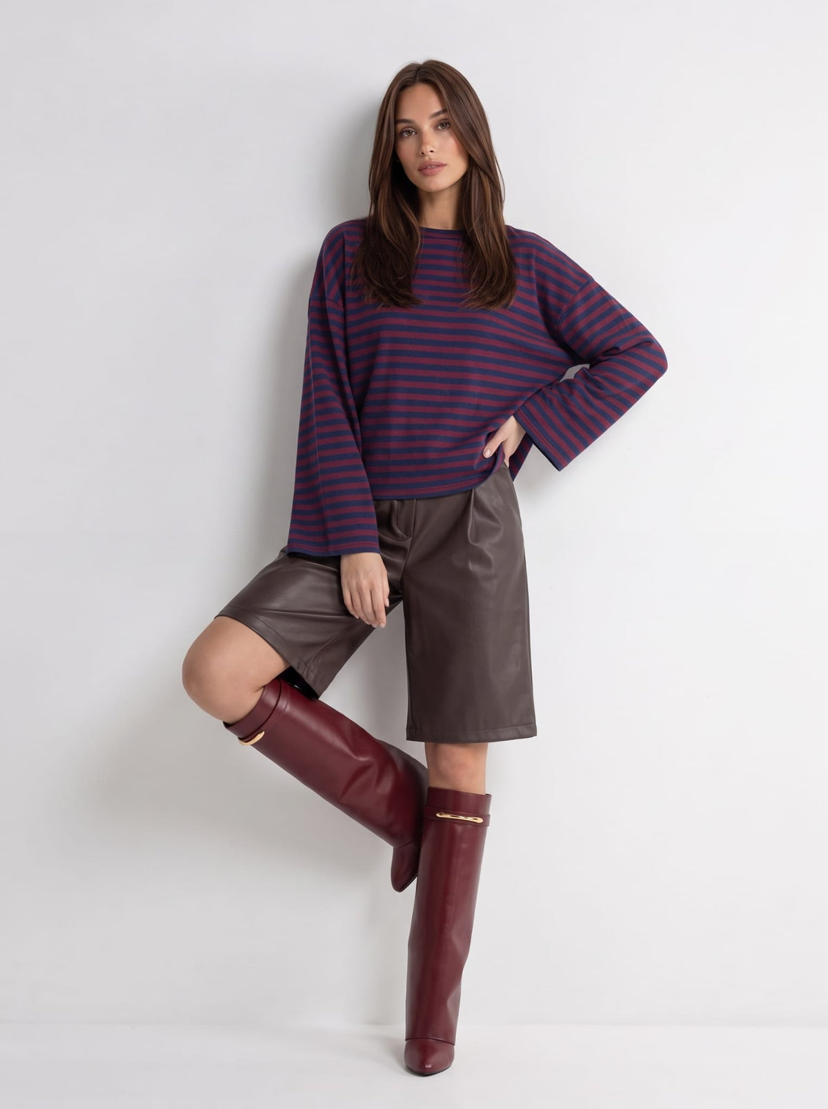 T-Shirt Mariselle – Bordeaux/Blu T-Shirt donna