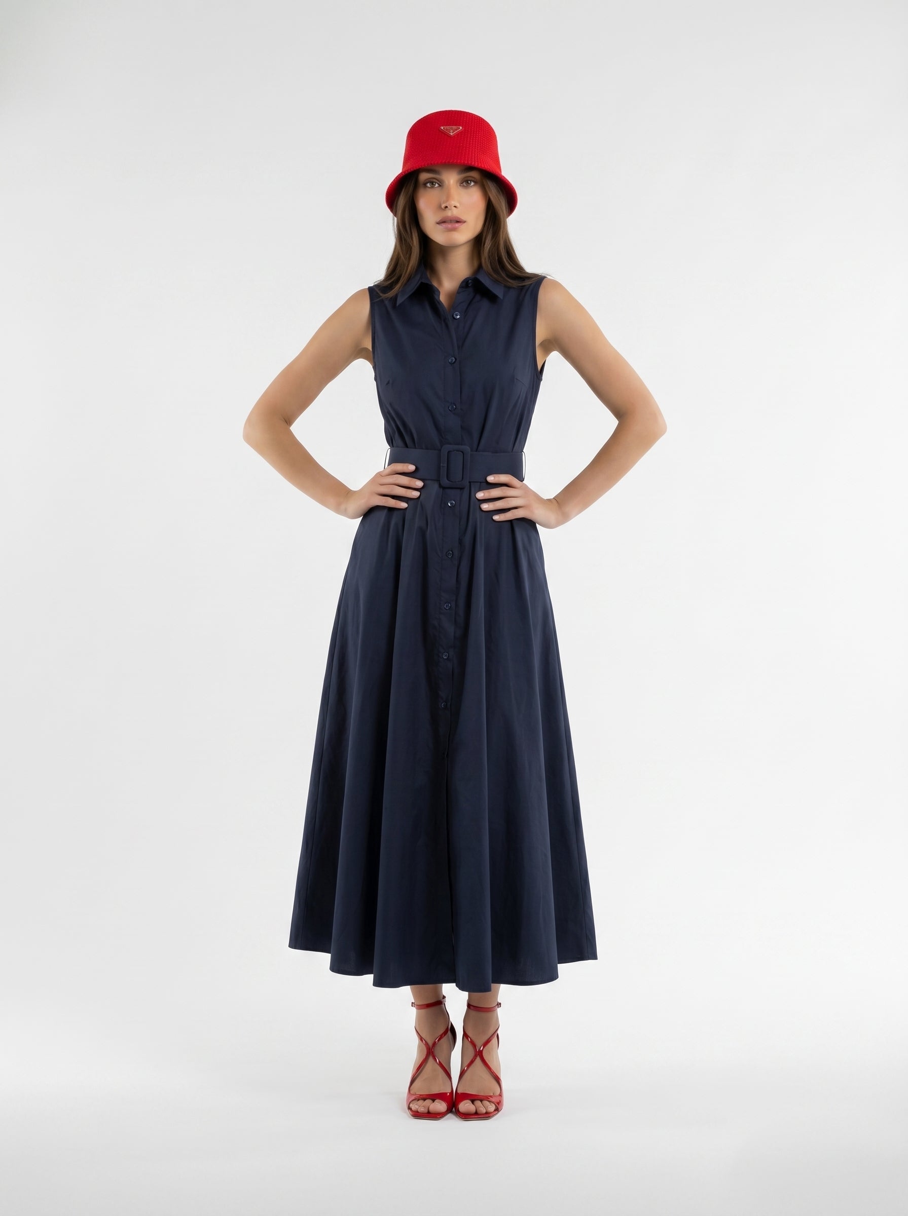 Abito Chemisier Olive - Blu donna