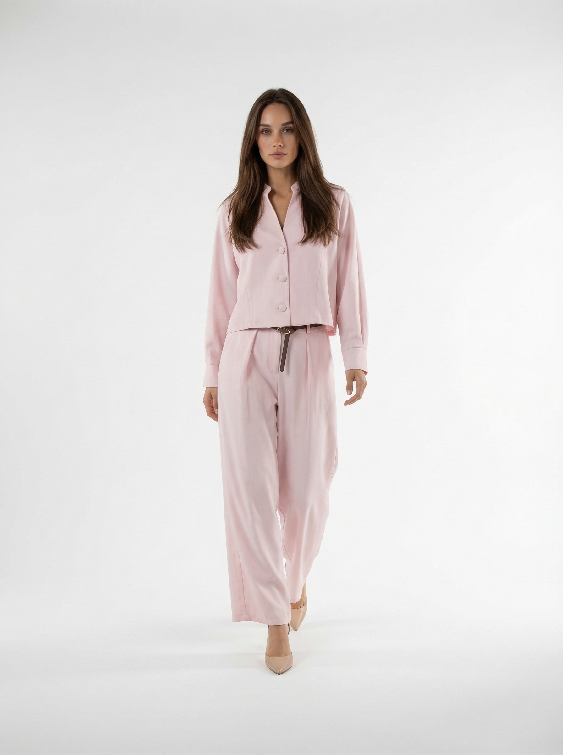 Blusa Aylin con bottoni – rosa cipria donna