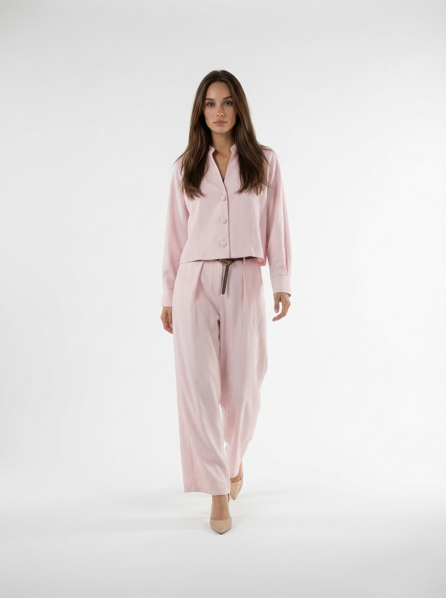 Blusa Aylin con bottoni – rosa cipria donna