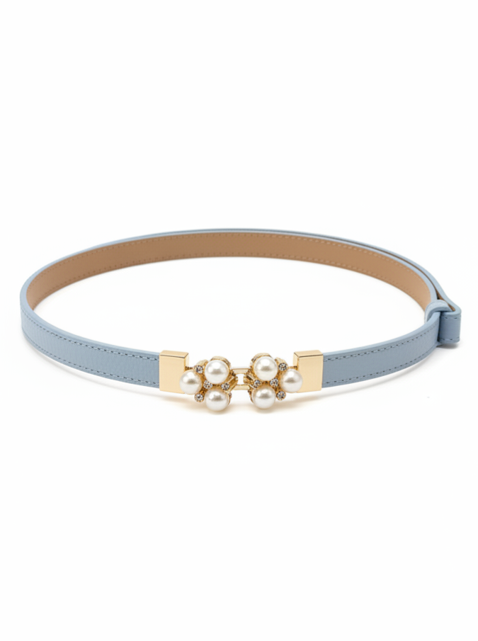 Cintura Perla in vera pelle con fibbia gioiello donna