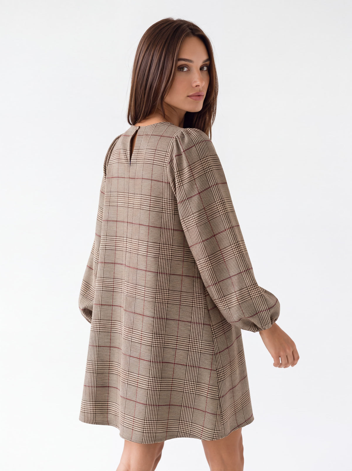 Abito Celestine – Beige Check / Bordeaux Abito donna