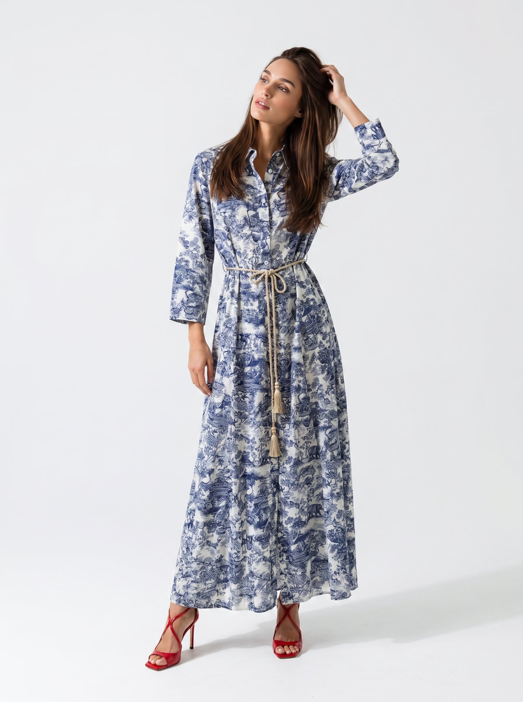 Abito Florelle chemisier in mussola - Toile de jouy donna