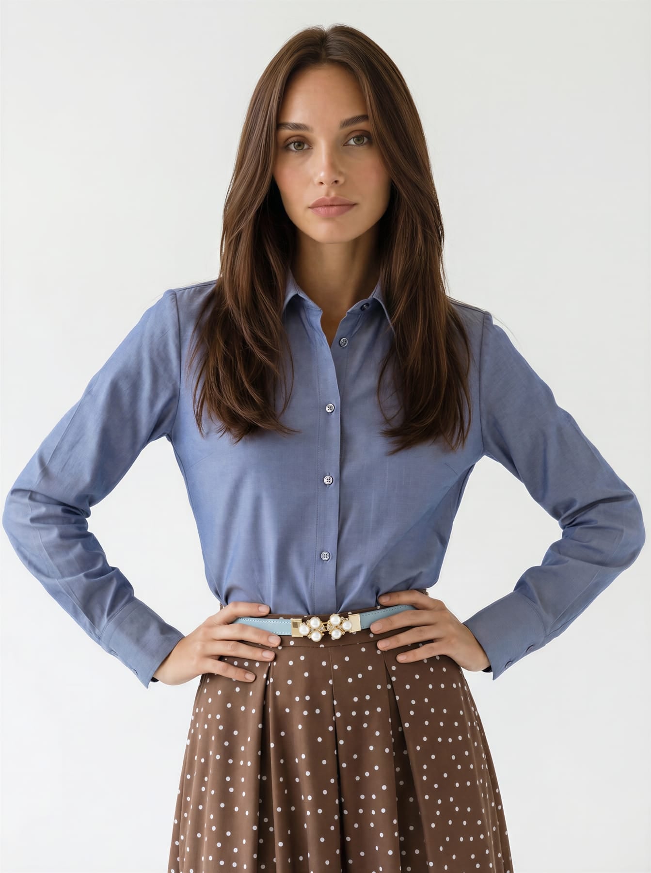 Camicia Elvia in cotone oxford - Azzurro polvere donna