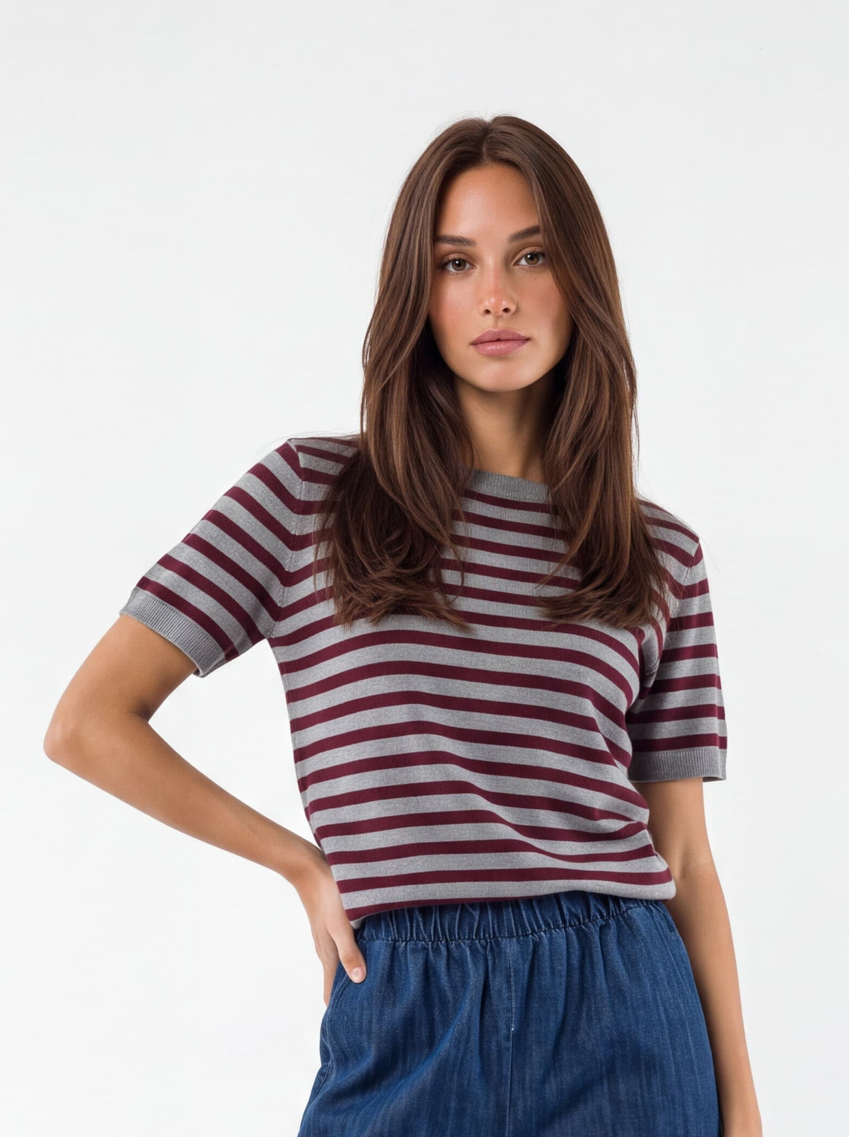 Pullover Solange – Bordeaux/ Grigio Maglia donna