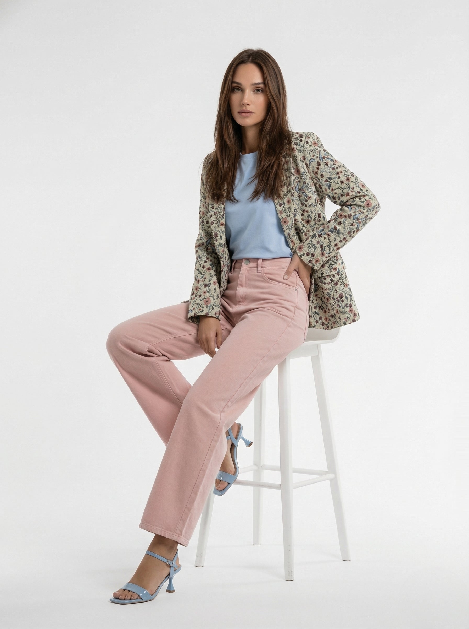 Giacca Vittoria monopetto fantasia -rosa donna