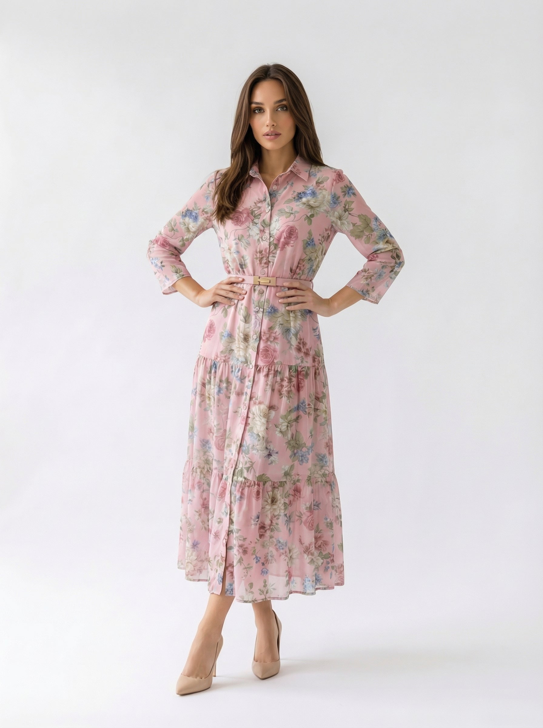 Abito Florelle chemisier in mussola - Rosa donna