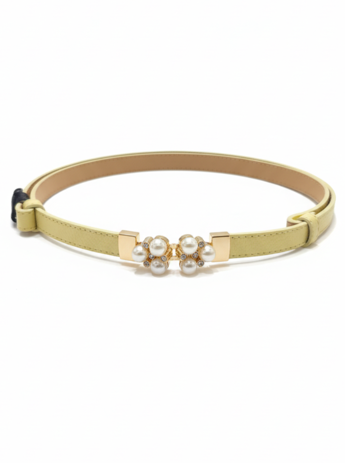 Cintura Perla in vera pelle con fibbia gioiello donna