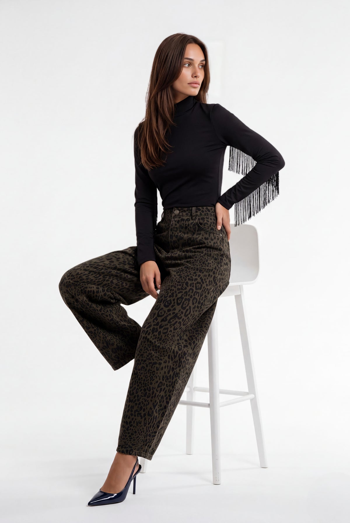 Pantalone Floriane – Animalier Verde Pantalone donna