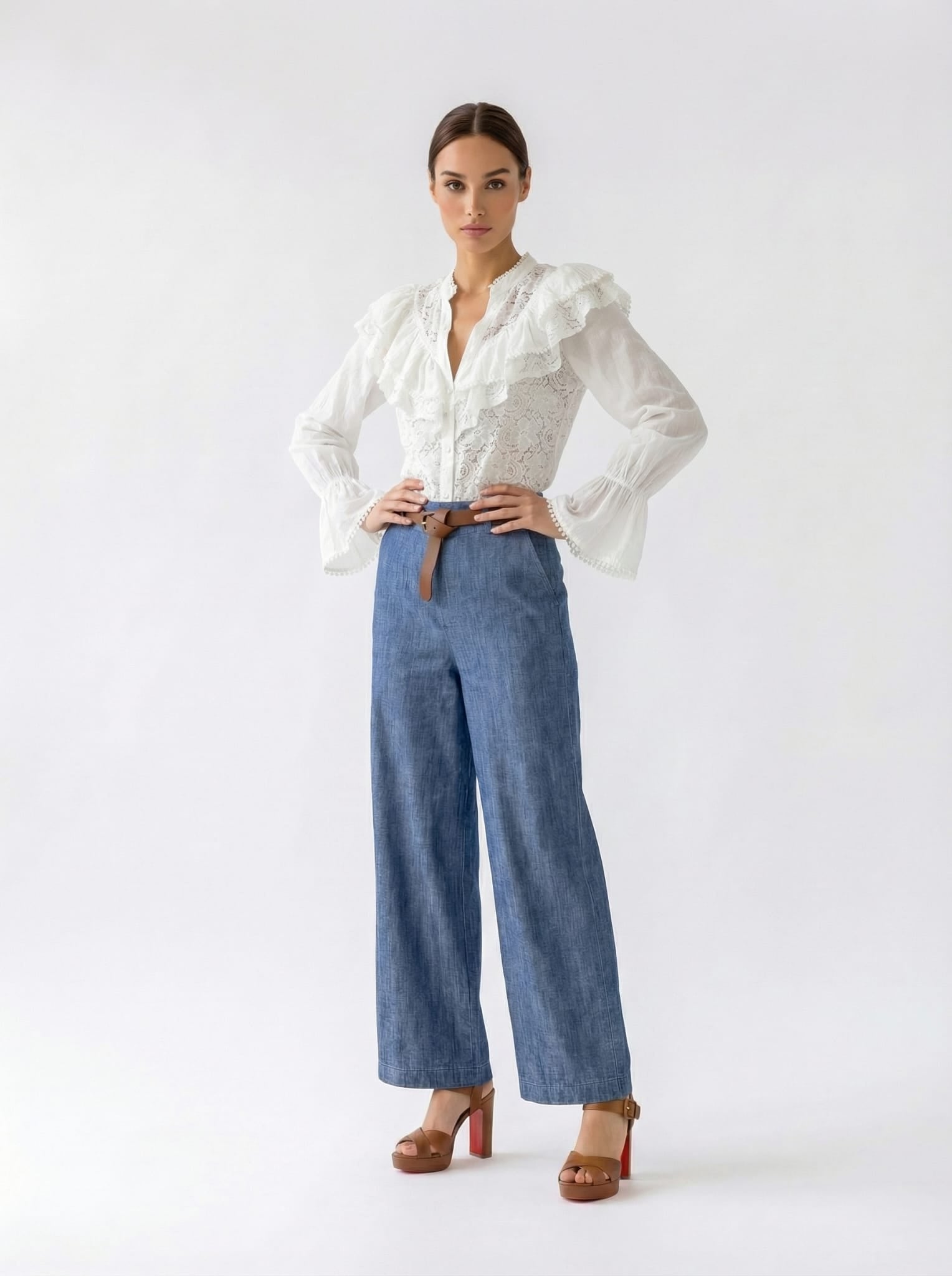 Camicia Arelia- Bianco pizzo donna