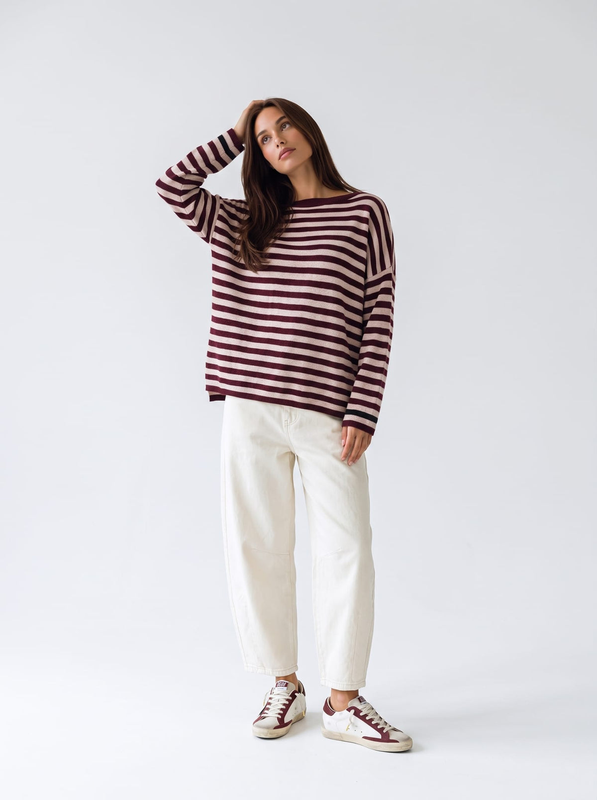 Maxi Pull Orlena – Bordeaux/Rosa Maglia donna