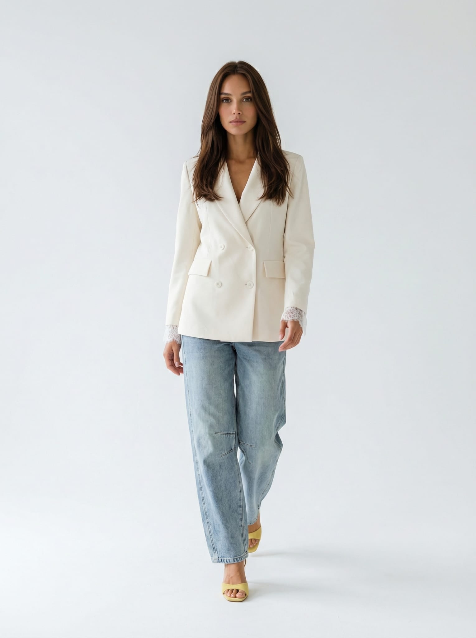 Giacca Celeste doppiopetto – Panna donna