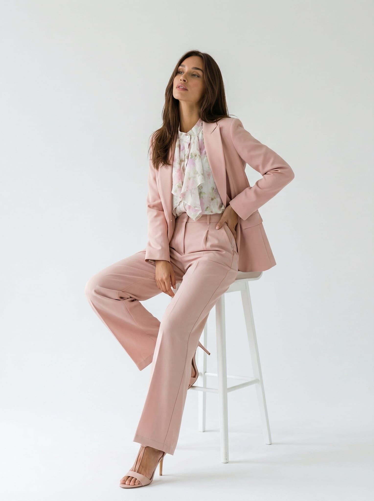 Giacca Iris monopetto con tasche – Rosa cipria donna