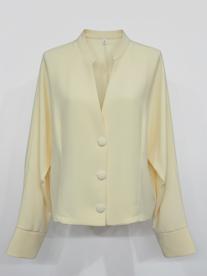Blusa Aylin con bottoni – giallo burro donna