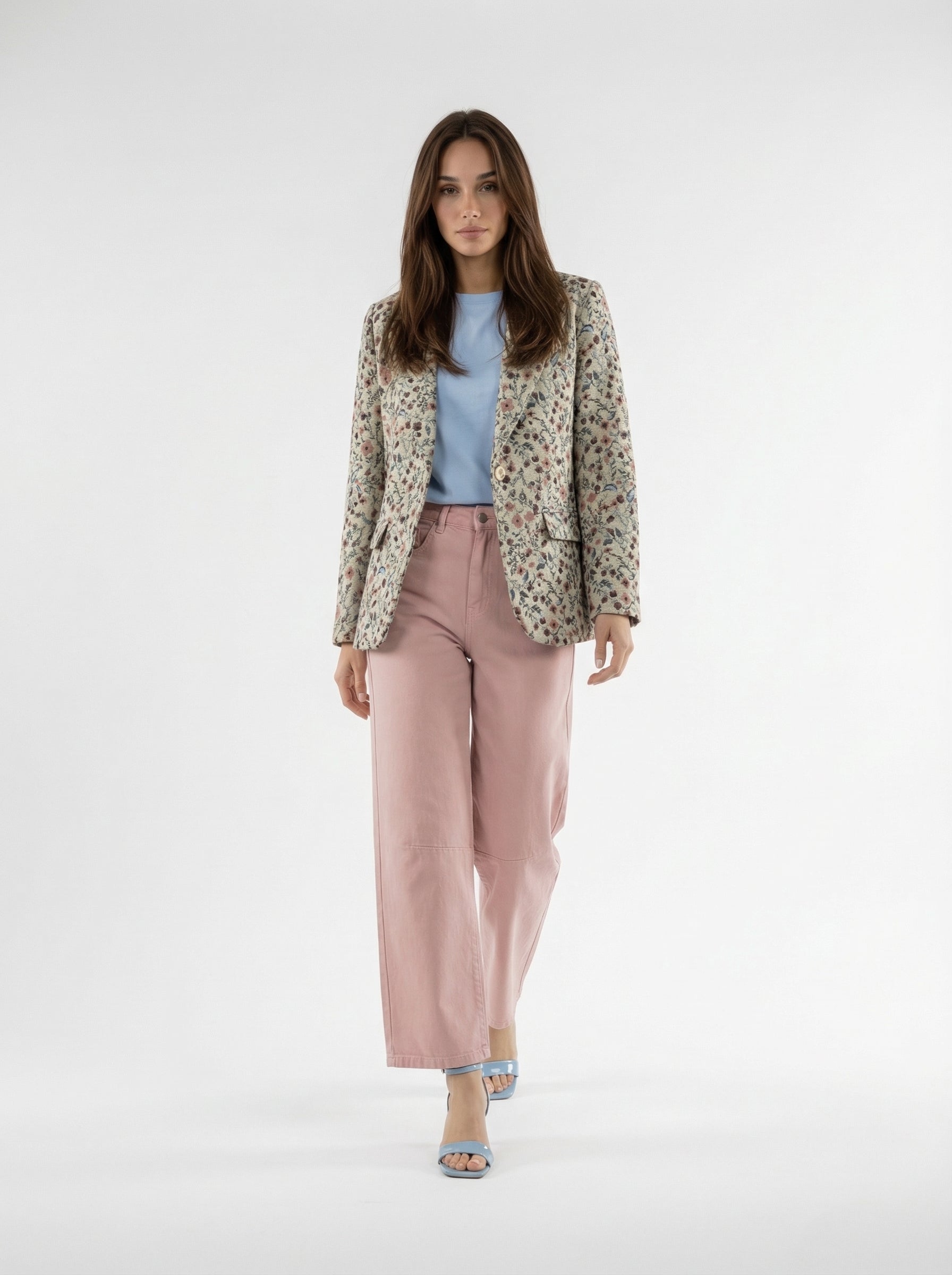 Giacca Vittoria monopetto fantasia -rosa donna