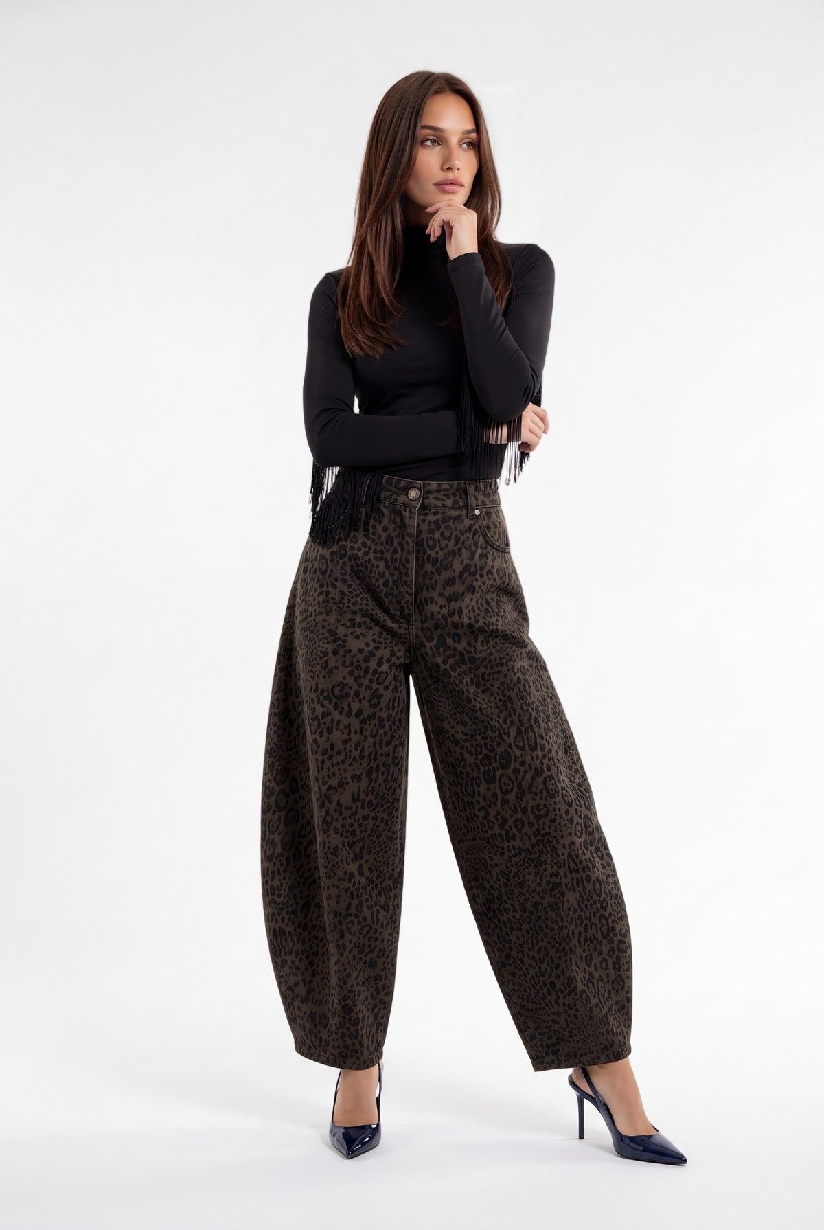 Pantalone Floriane – Animalier Verde Pantalone donna